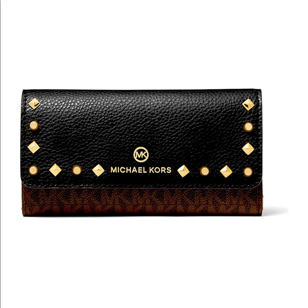 Michael Kors Large Trifold Wallet Brown/Black NWT